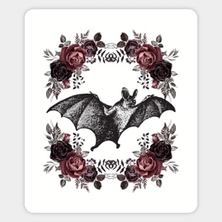Romantic Dark Academia Gothic Floral Bat Magnet